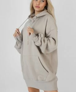 Kaiia OVERSIZED SWEAT HOODIE DRESS ASH CLOTHING