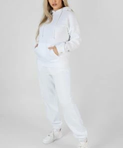 Kaiia OVERSIZED HOODIE WITH FRONT POCKET WHITE