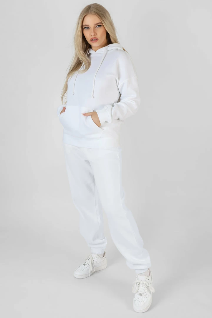 Kaiia OVERSIZED HOODIE WITH FRONT POCKET WHITE 3 Kaiia OVERSIZED HOODIE WITH FRONT POCKET WHITE