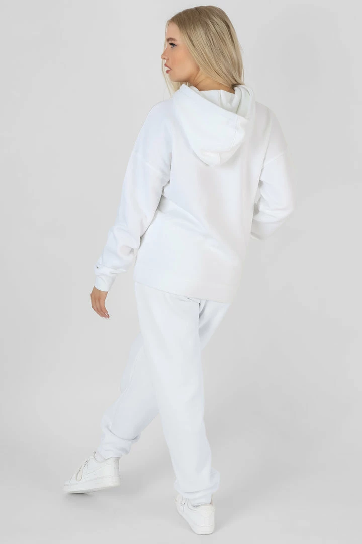 Kaiia OVERSIZED HOODIE WITH FRONT POCKET WHITE 5 Kaiia OVERSIZED HOODIE WITH FRONT POCKET WHITE