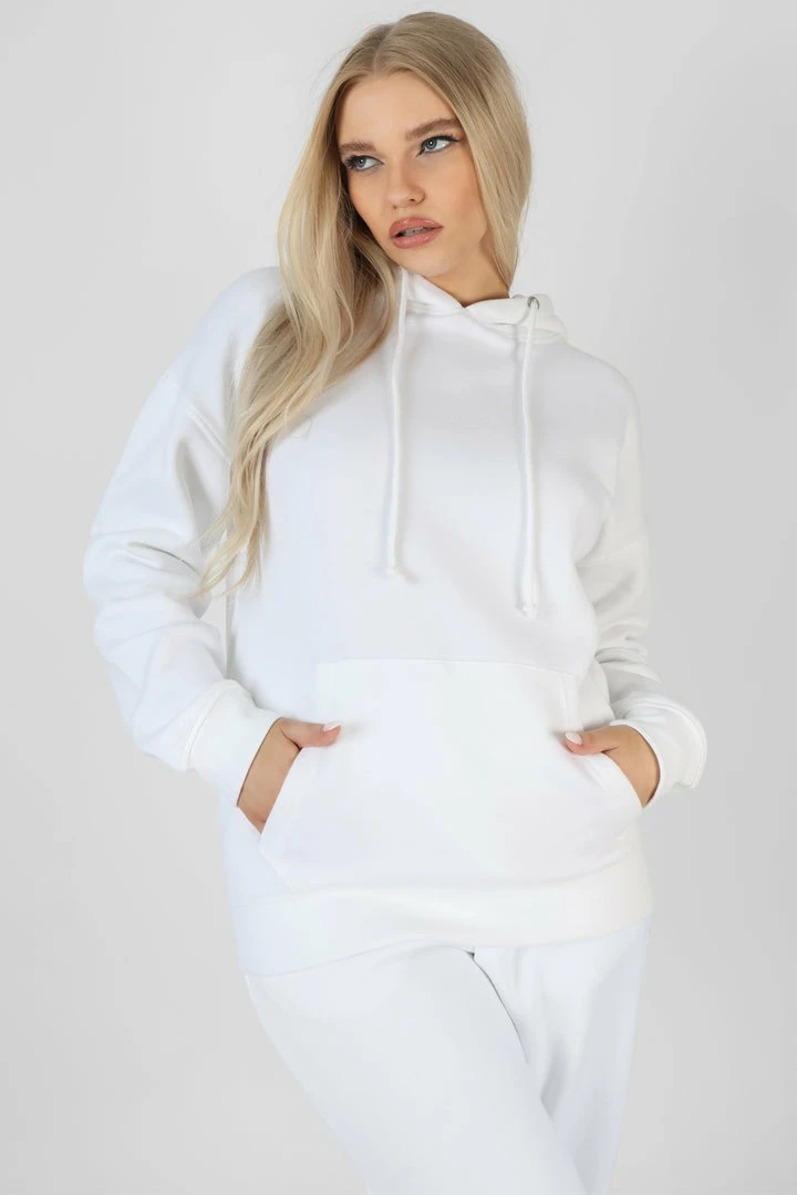 Kaiia OVERSIZED HOODIE WITH FRONT POCKET WHITE 6 Kaiia OVERSIZED HOODIE WITH FRONT POCKET WHITE