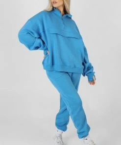 Kaiia OVERSIZED HALF ZIP WINDBREAKER SWEAT BLUE CLOTHING