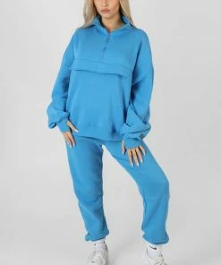 Kaiia OVERSIZED HALF ZIP WINDBREAKER SWEAT BLUE CLOTHING