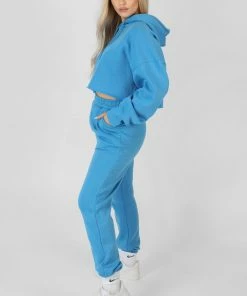 Kaiia OVERSIZED CROPPED SWEAT HOODIE BLUE