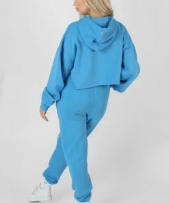 Kaiia OVERSIZED CROPPED SWEAT HOODIE BLUE