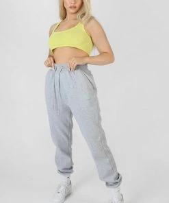 Kaiia RAW HEM SCOOP NECK CROP TOP LIME CLOTHING