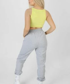 Kaiia RAW HEM SCOOP NECK CROP TOP LIME CLOTHING