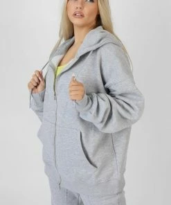 Kaiia OVERSIZED ZIP THROUGH HOODIE GREY MARL
