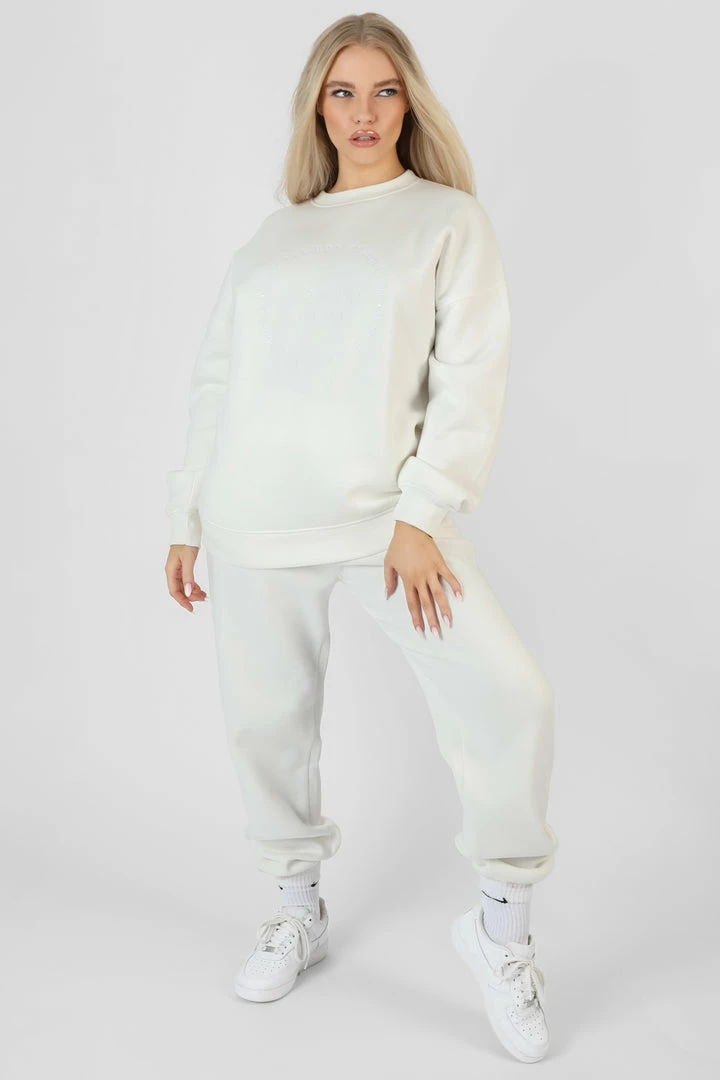 Kaiia TONAL EMBROIDERY JOGGERS ECRU 4 Kaiia TONAL EMBROIDERY JOGGERS ECRU