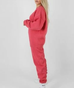 Kaiia CLOTHING TONAL EMBRODIERY SWEATSHIRT CORAL