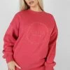 Kaiia CLOTHING TONAL EMBRODIERY SWEATSHIRT CORAL