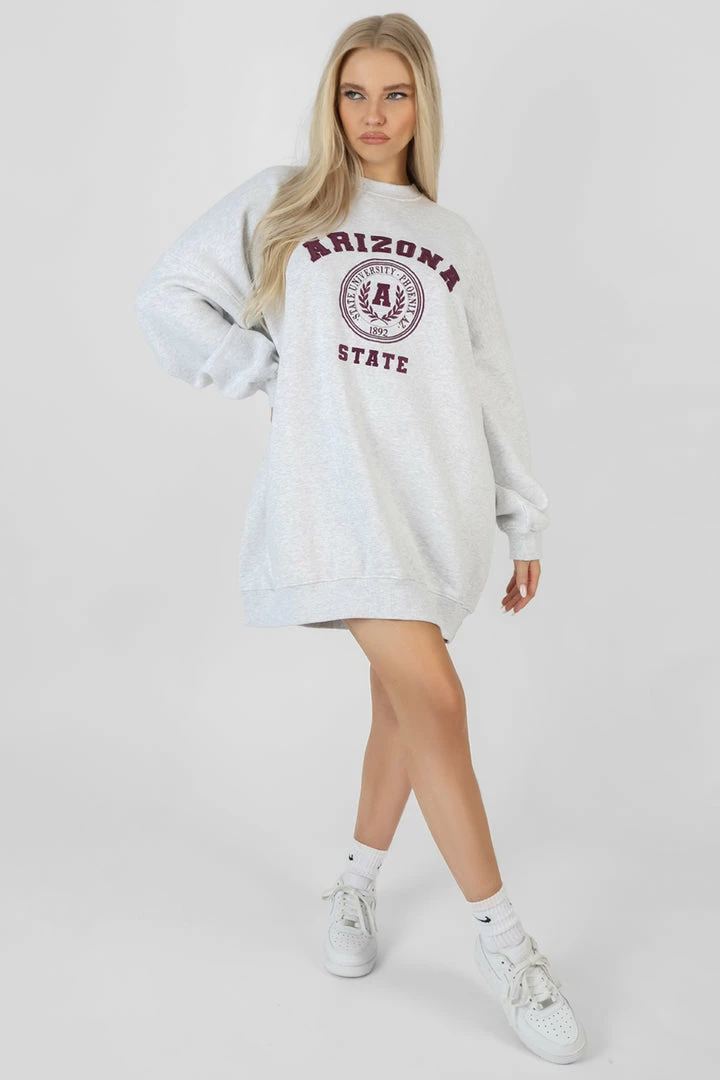 Kaiia ARIZONA GRAPHIC SWEAT DRESS OATMEAL MARL CLOTHING 4 Kaiia ARIZONA GRAPHIC SWEAT DRESS OATMEAL MARL CLOTHING