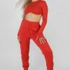 Kaiia LONG SLEEVE UNDERBUST TOP RED CLOTHING