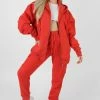 Kaiia OVERSIZED ZIP THROUGH HOODIE RED CLOTHING