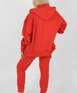 Kaiia OVERSIZED ZIP THROUGH HOODIE RED CLOTHING