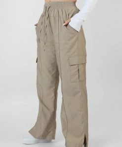 Kaiia CLOTHING SPLIT HEM CARGO TROUSERS STONE