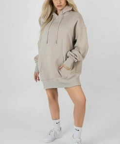 Kaiia OVERSIZED SWEAT HOODIE DRESS ASH CLOTHING