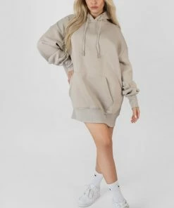 Kaiia OVERSIZED SWEAT HOODIE DRESS ASH CLOTHING