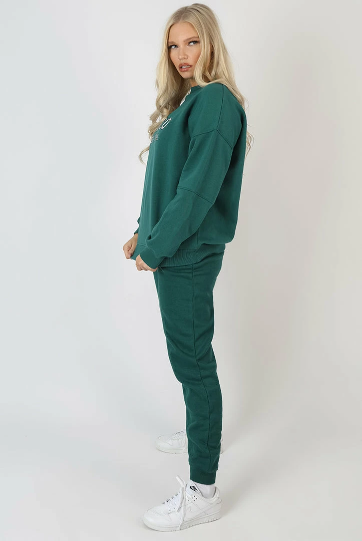 Kaiia MONACO EMBROIDERED SWEATSHIRT FOREST GREEN 6 Kaiia MONACO EMBROIDERED SWEATSHIRT FOREST GREEN