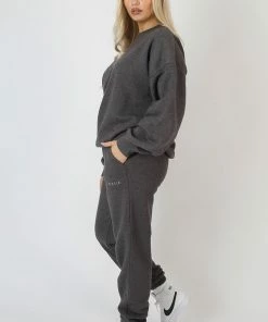 KAIIA EMBROIDERED SWEATSHIRT WASHED CHARCOAL