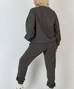 KAIIA EMBROIDERED SWEATSHIRT WASHED CHARCOAL