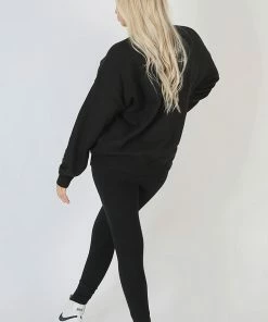 Kaiia MICHIGAN EMBROIDERED SLOGAN OVERSIZED SWEATSHIRT BLACK CLOTHING