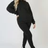 Kaiia OVERSIZED HOODIE WITH FRONT POCKET BLACK CLOTHING