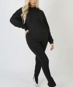 Kaiia OVERSIZED HOODIE WITH FRONT POCKET BLACK CLOTHING