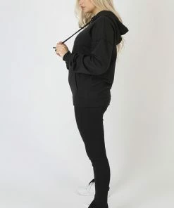 Kaiia OVERSIZED HOODIE WITH FRONT POCKET BLACK CLOTHING
