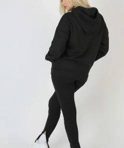 Kaiia OVERSIZED HOODIE WITH FRONT POCKET BLACK CLOTHING