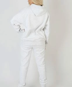 Kaiia CLOTHING EMBROIDERED WAVE SLOGAN OVERSIZED HOODIE OATMEAL MARL