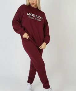 Kaiia CLOTHING EMBROIDERED POCKET 90'S JOGGERS BERRY