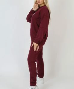 Kaiia CLOTHING EMBROIDERED POCKET 90'S JOGGERS BERRY