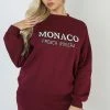 Kaiia CLOTHING MONACO EMBROIDERED SWEATSHIRT BERRY