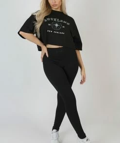 Kaiia AUCKLAND SLOGAN CROP TOP BLACK