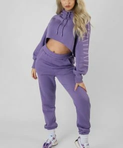 KAIIA SLOGAN CROPPED HOODIE VIOLET 10 KAIIA SLOGAN CROPPED HOODIE VIOLET