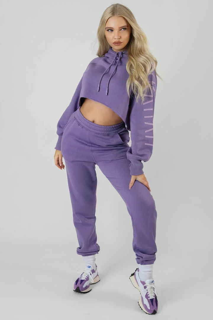 KAIIA SLOGAN CROPPED HOODIE VIOLET 5 KAIIA SLOGAN CROPPED HOODIE VIOLET