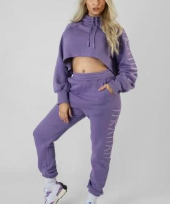KAIIA SLOGAN CROPPED HOODIE VIOLET 11 KAIIA SLOGAN CROPPED HOODIE VIOLET