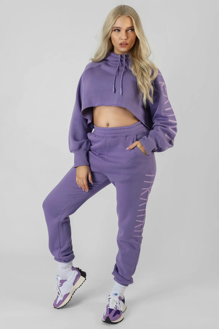 KAIIA SLOGAN CROPPED HOODIE VIOLET 6 KAIIA SLOGAN CROPPED HOODIE VIOLET