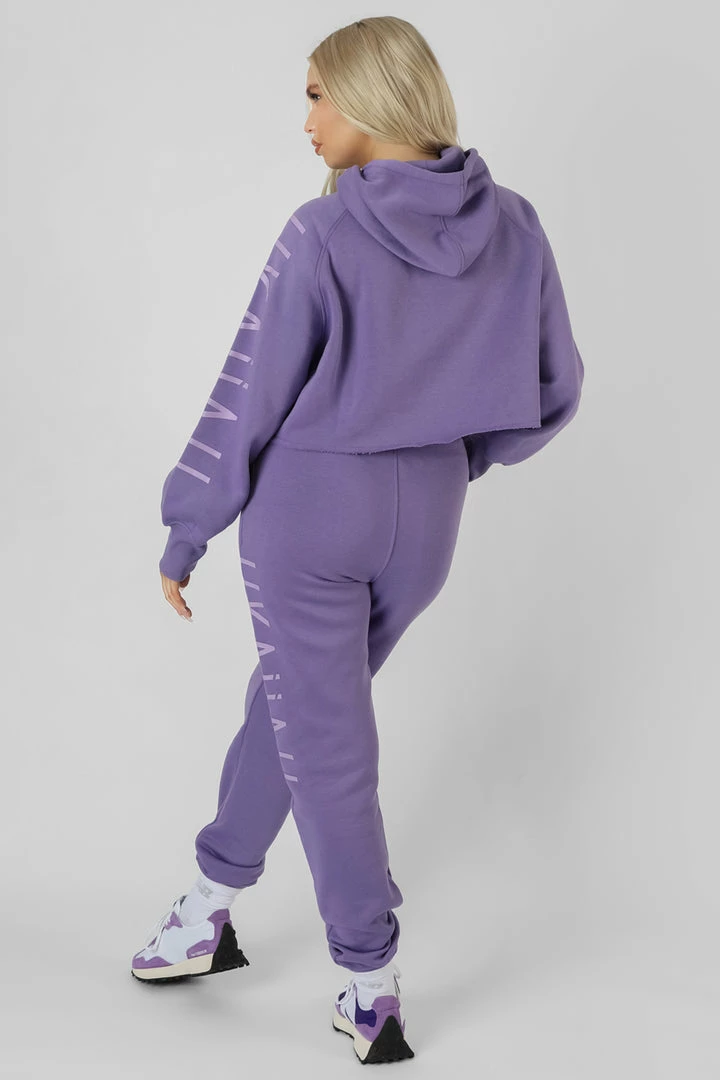 KAIIA SLOGAN CROPPED HOODIE VIOLET 8 KAIIA SLOGAN CROPPED HOODIE VIOLET
