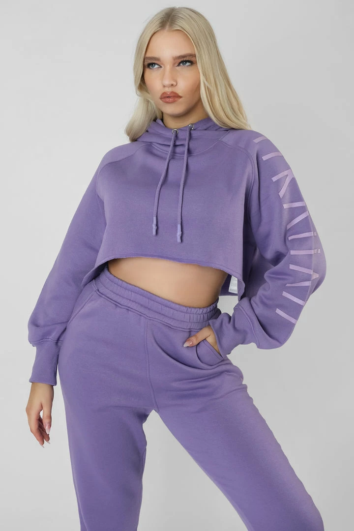 KAIIA SLOGAN CROPPED HOODIE VIOLET 3 KAIIA SLOGAN CROPPED HOODIE VIOLET
