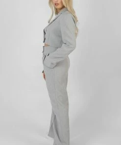 Kaiia TAILORED BOXY CROPPED BLAZER GREY CLOTHING 12 Kaiia TAILORED BOXY CROPPED BLAZER GREY CLOTHING