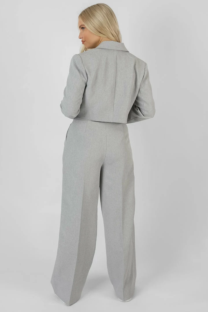 Kaiia TAILORED BOXY CROPPED BLAZER GREY CLOTHING 8 Kaiia TAILORED BOXY CROPPED BLAZER GREY CLOTHING