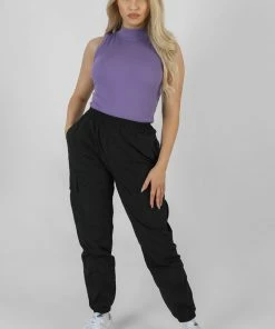 Kaiia CLOTHING HIGH NECK RIB BODYSUIT VIOLET