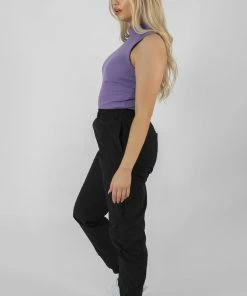 Kaiia CLOTHING HIGH NECK RIB BODYSUIT VIOLET