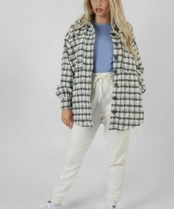 Kaiia OVERSIZED HOUNDSTOOTH SHACKET GREY
