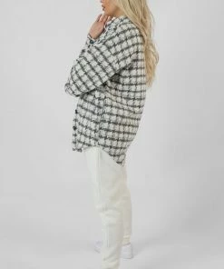 Kaiia OVERSIZED HOUNDSTOOTH SHACKET GREY