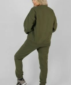 Kaiia OVERSIZED EMBROIDERED SWEATSHIRT KHAKI CLOTHING