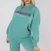 Kaiia OVERSIZED EMBROIDERED SLOGAN SWEATSHIRT AQUA CLOTHING