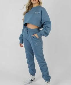 Kaiia BE YOUR OWN MUSE WAVE PRINT JOGGERS BLUE